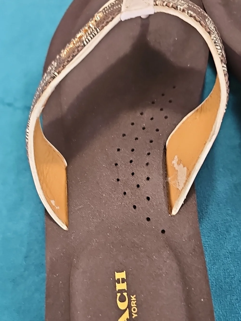 COACH Judy Flip-Flop Brown Signature Print Thong Sandals